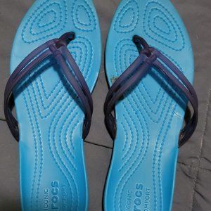 Crocs blue flip flops